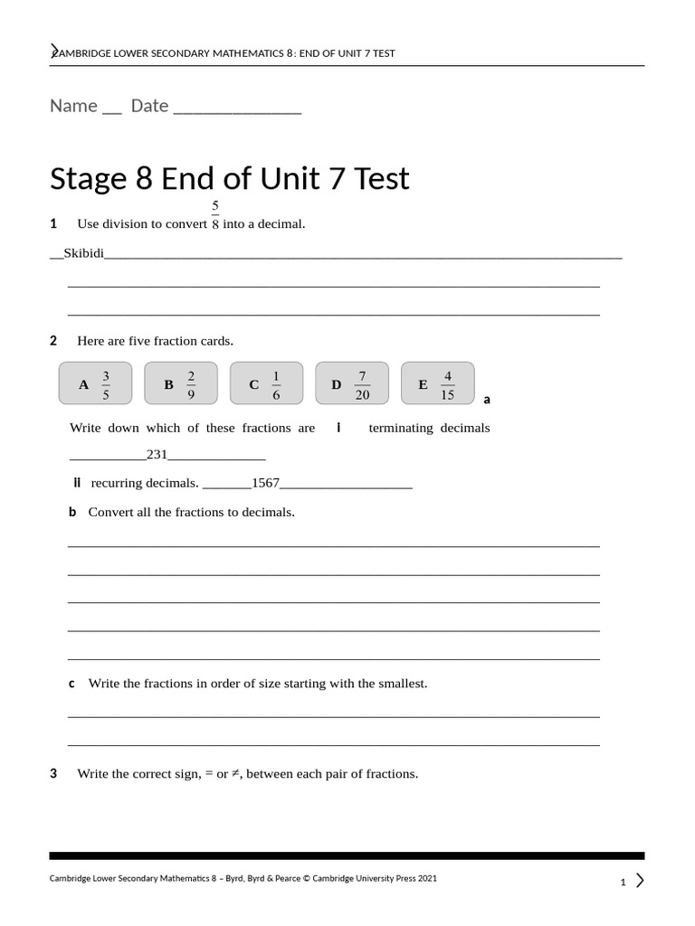 End of Unit 9 a t | PDF | Speed | Mathematics