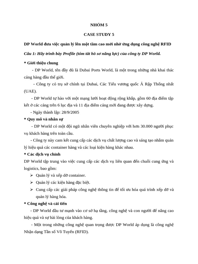 Nhóm 5 Case Study 5 | PDF