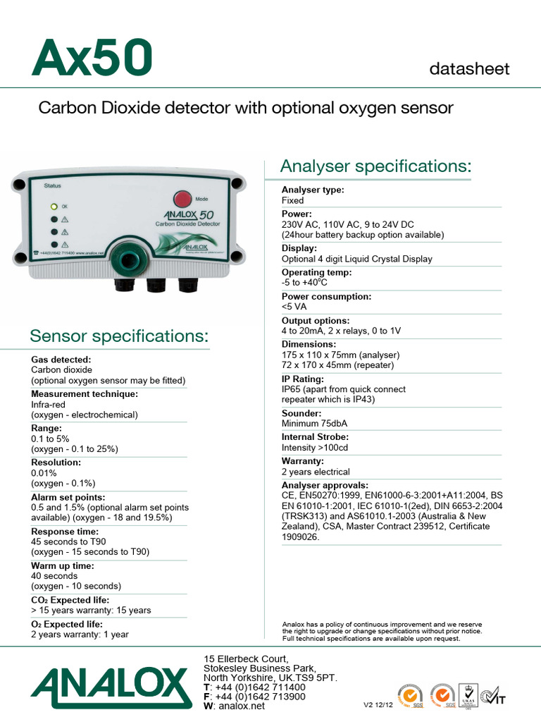 AX50-Carbondioxide Sensor | PDF