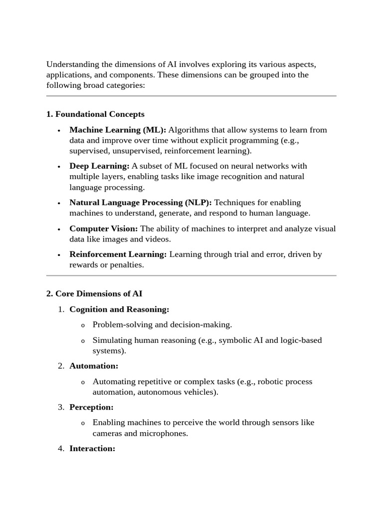 Dimensions and Applications of AI | PDF | Machine Learning | Artificial ...