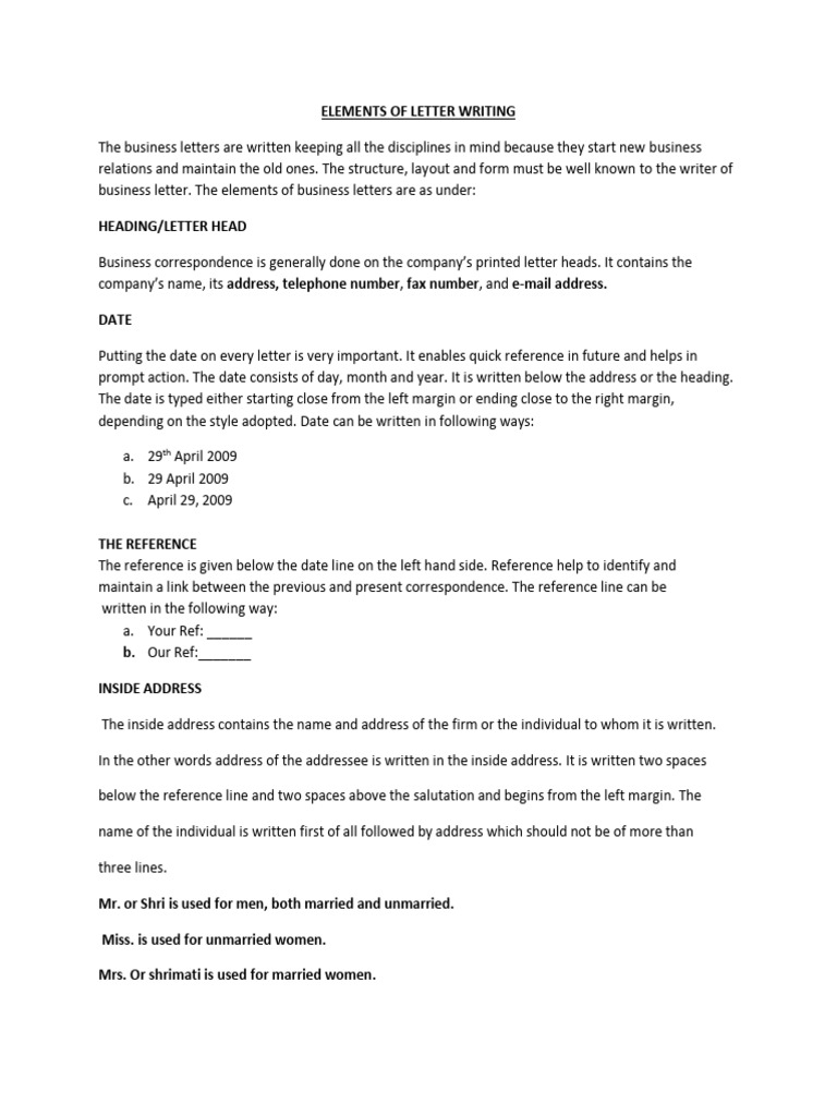Elements of Letter Writing | PDF | Madam