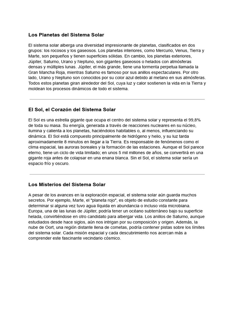 Planetas y Misterios del Sistema Solar | PDF