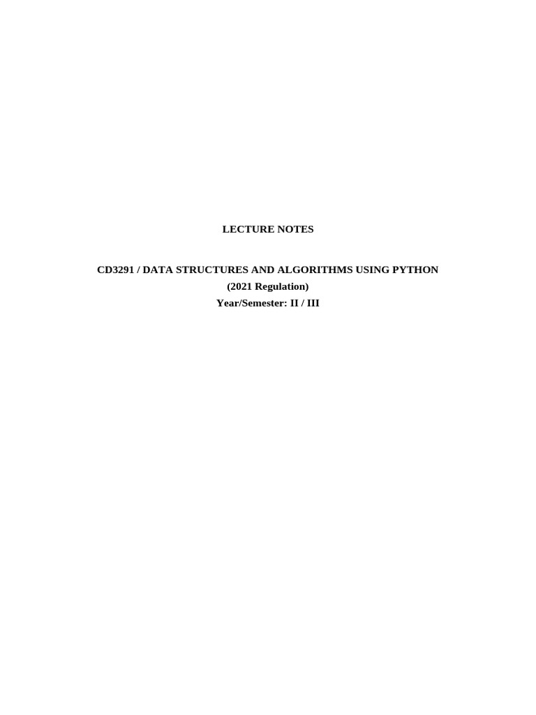 CD3291 -DATA STRUCTURES -UNIT 1 -NOTES | PDF | Recursion | Algorithms
