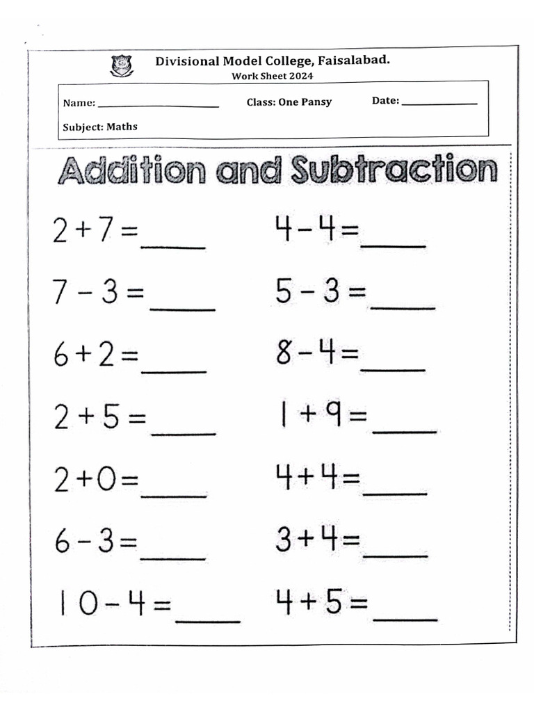 Maths Worksheet No 4 | PDF