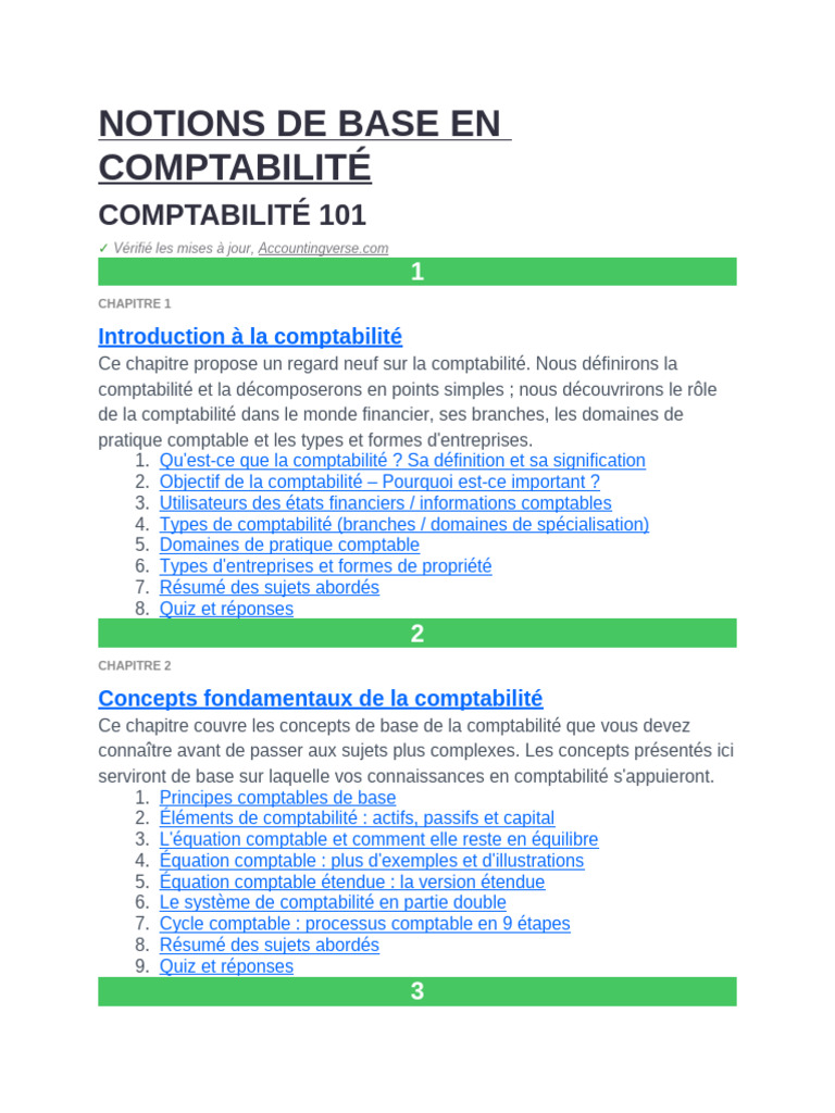 Notions de base en comptabilité | PDF | Comptabilité | Bilan comptable