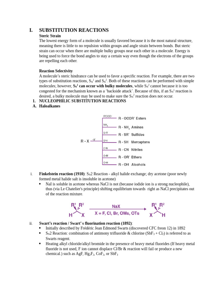 SUBSTITUTION REACTIONS | PDF | Chemical Reactions | Chemical Compounds