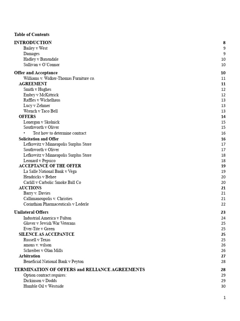 Contracts Outline (Long) | PDF | Damages | Offer And Acceptance