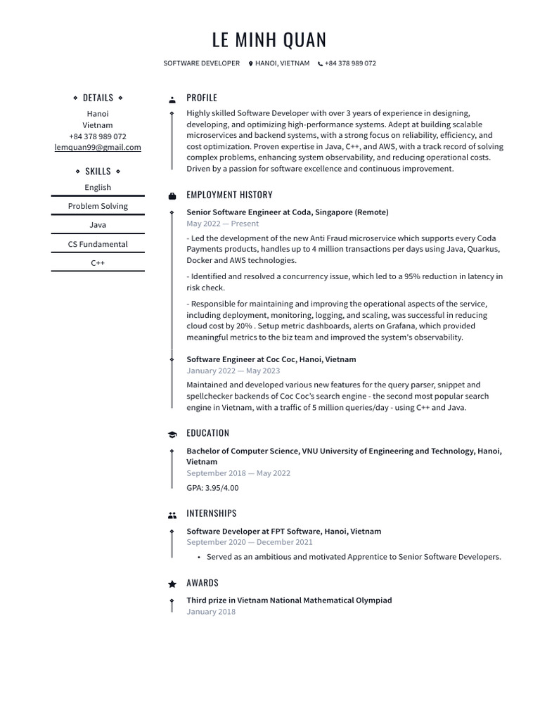 Software Developer Profile: Le Minh Quan | PDF | Information Technology ...