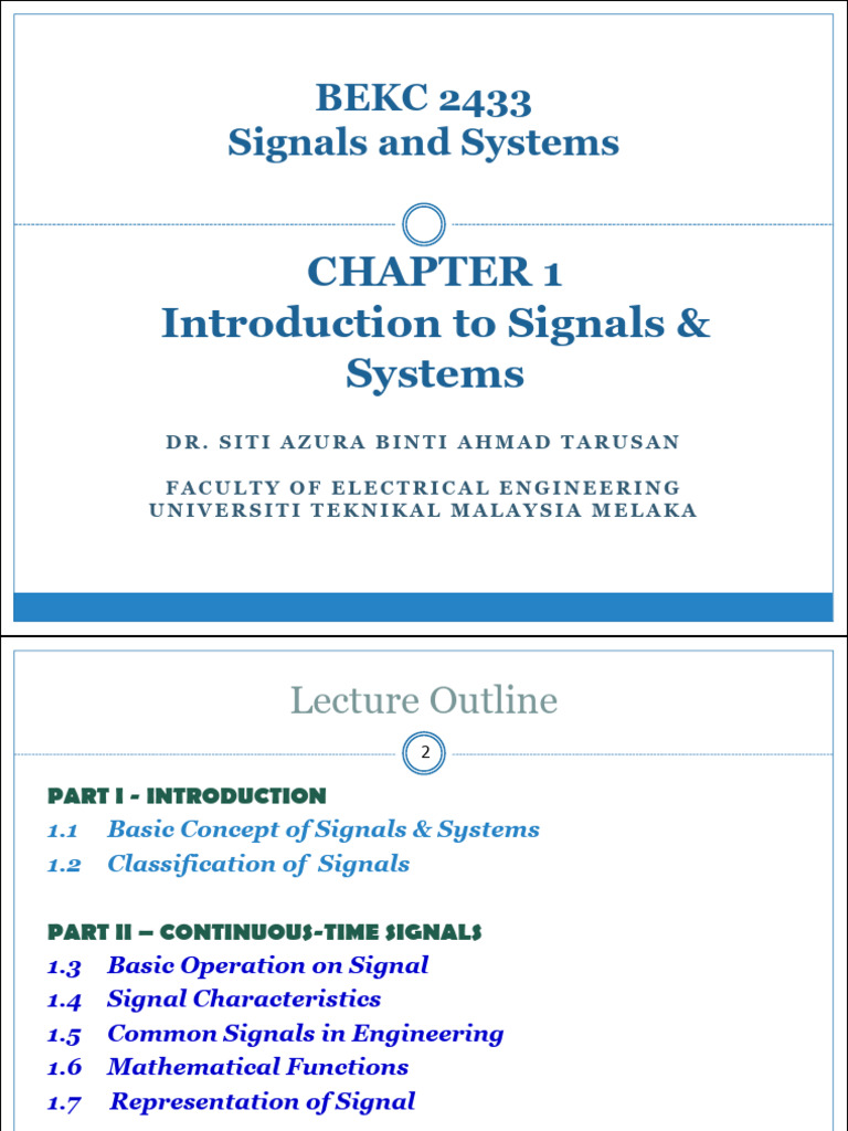 Introduction to Signals & Systems | PDF | Discrete Time And Continuous ...