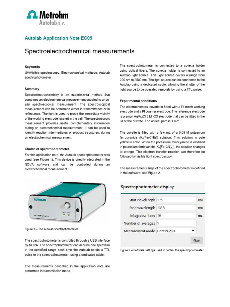 Autolab Application Note EC09 | PDF | Spectrophotometry | Spectroscopy