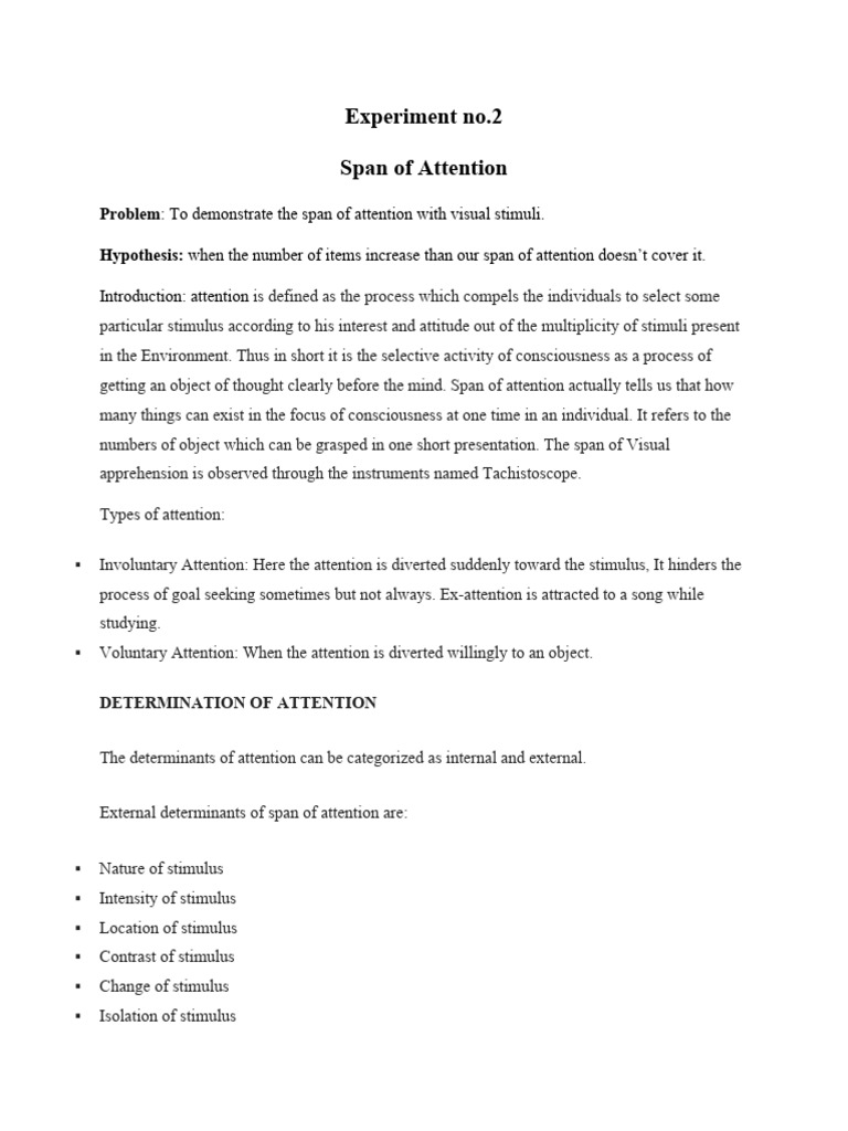 Visual Attention Span Study | PDF | Attention | Mind