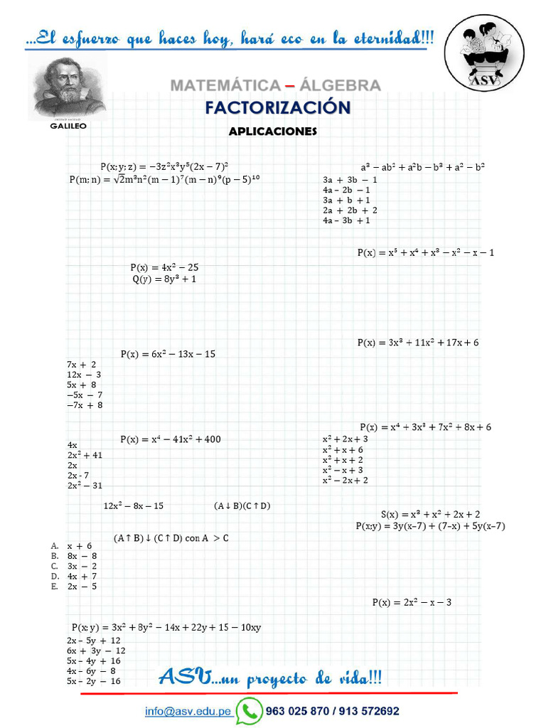 Fa 6 Alg Galileo I B | PDF | Factorización | Matemáticas