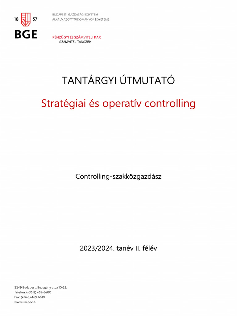 Strategia Es Operativ Kontrolling | PDF