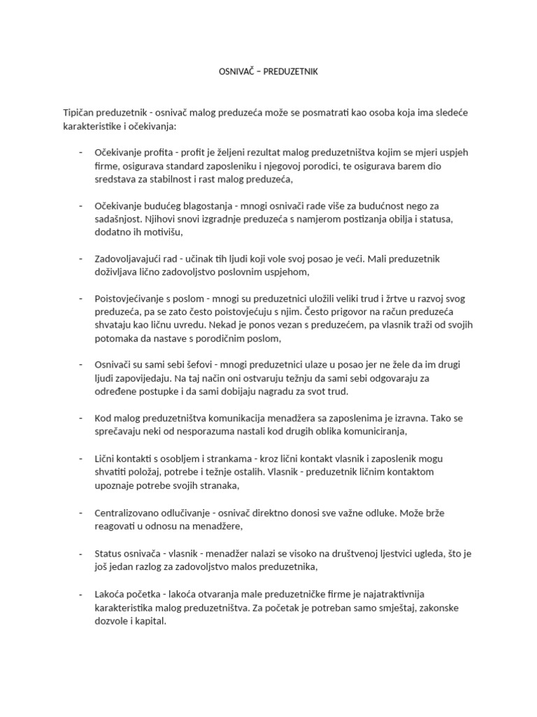 Osnivač - Preduzetnik | PDF
