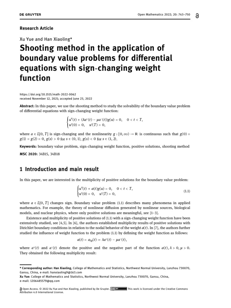 Shooting Method for Sign-Changing BVPs | PDF | Mathematics ...
