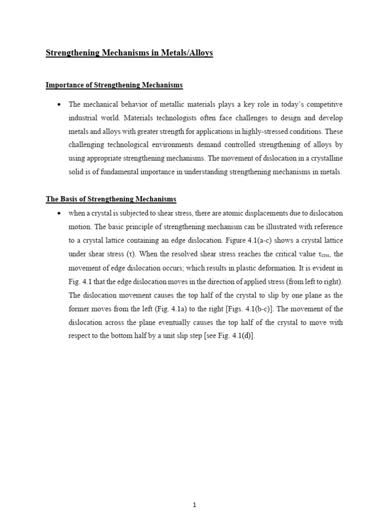 6 - Strengthening Mechanisms in Metals and Alloys | PDF | Dislocation ...