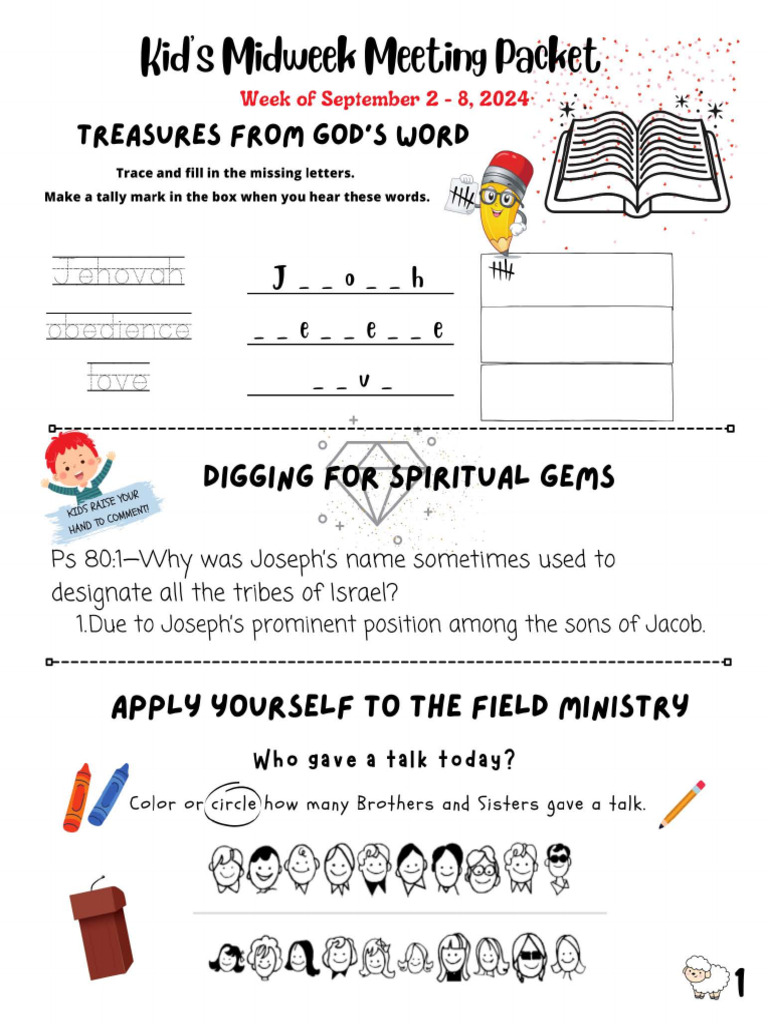 2024 09 Midweek Meeting Kids Packet ENGLISH | PDF