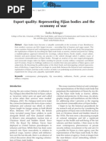 Torika Bolatagici - Export Quality ^ Representing Fijian Bodies and the Economy of War - Asia Pacific Viewpoint - April 2011