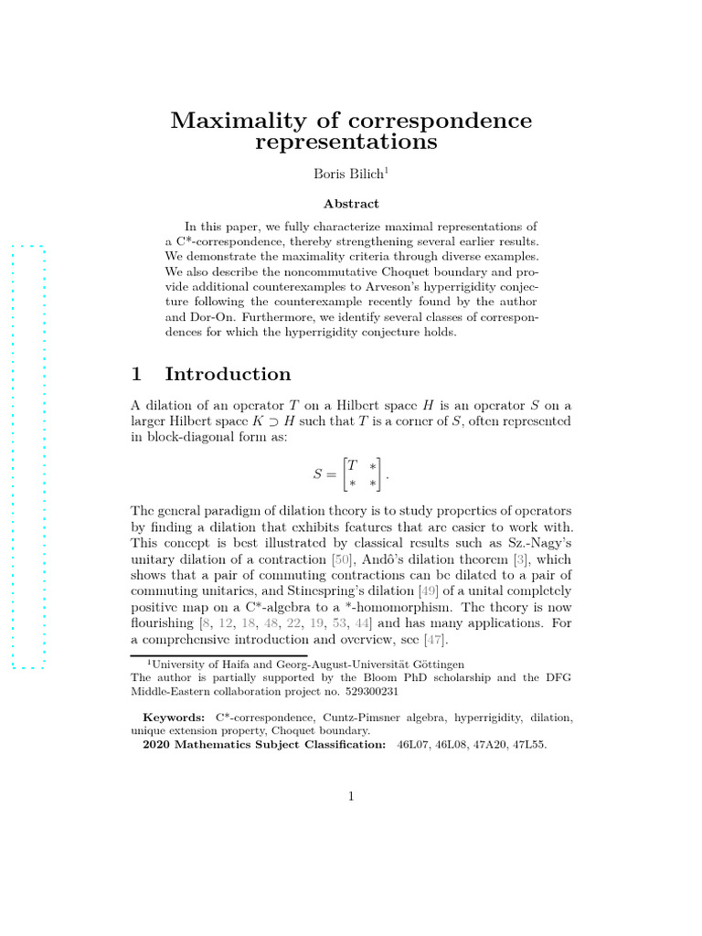 Maximality of Correspondence Representations | PDF | Representation ...