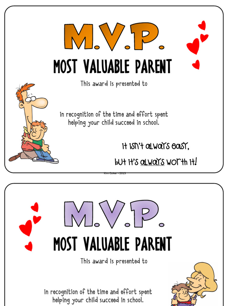 GIFTMVPMostValuableParentAppreciationCertificates-1 | PDF