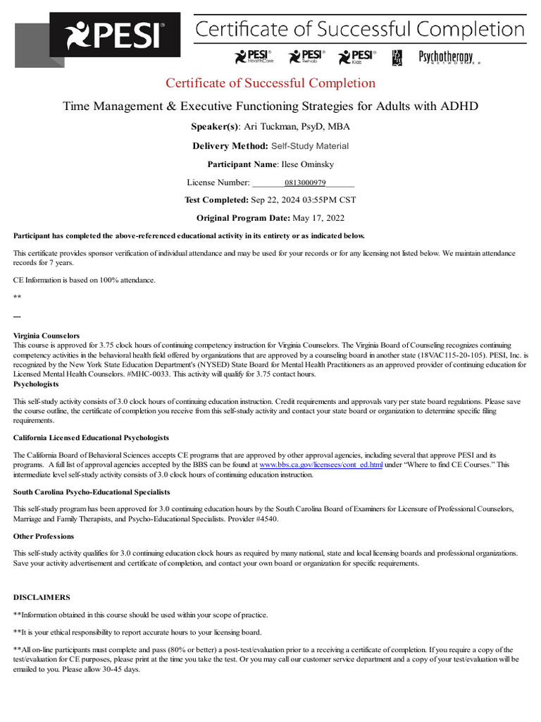 EXECUTIVE CERTIFICATE IN ADHD SUPPORT IN THE WORKPLACE visual data 8