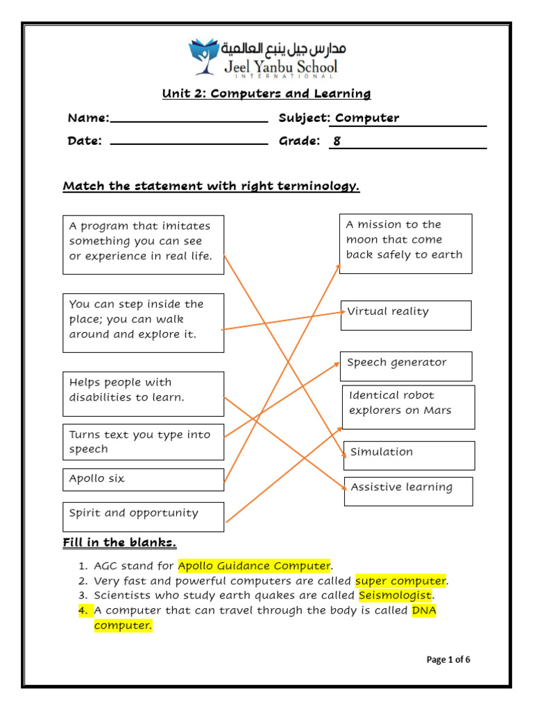 Computer G-8 Lesson 2 - Computers and Learning | PDF | Simulation ...