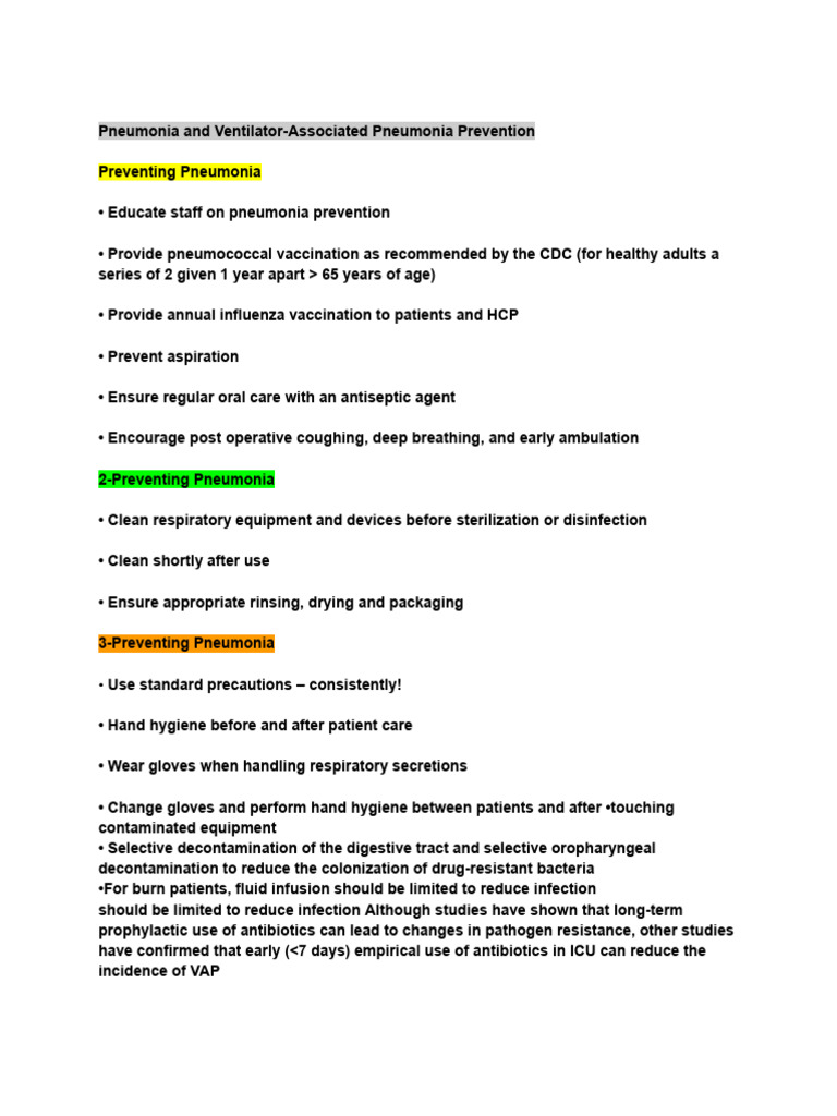 Pneumonia & VAP Prevention Strategies | PDF | Pneumonia | Hand Washing