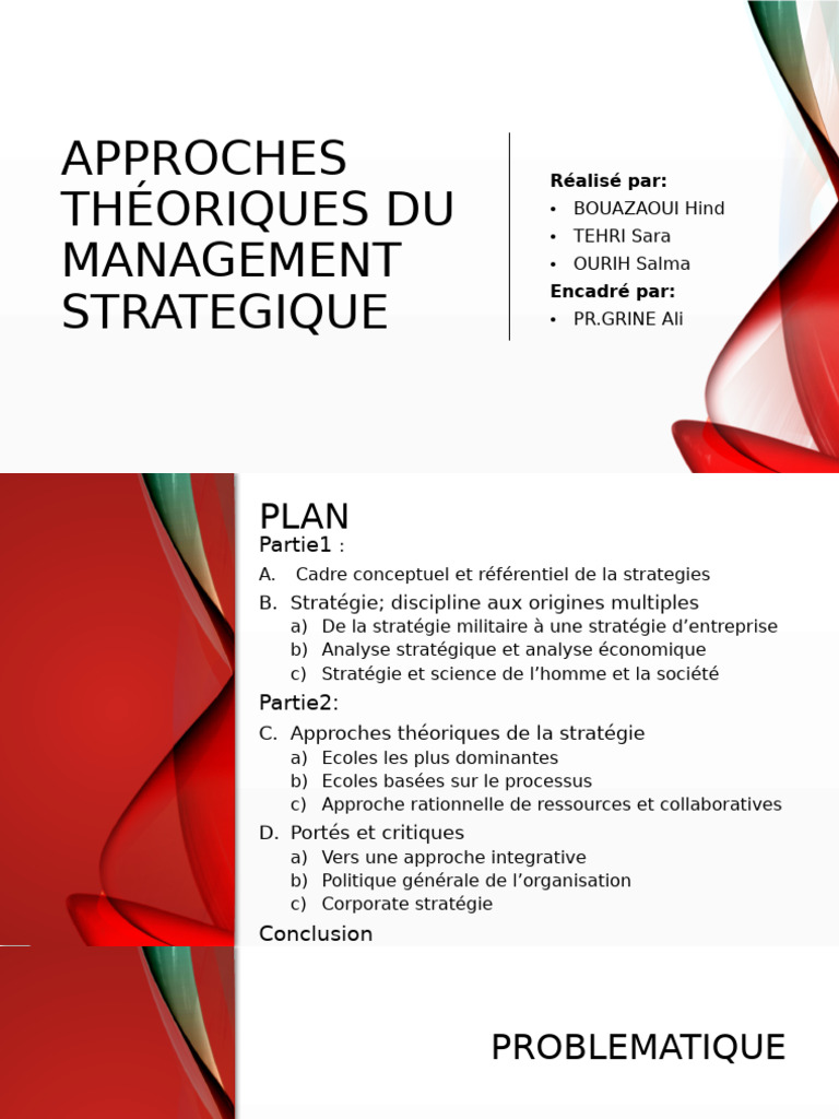 Approches Théoriques du Management Stratégique | PDF | Gestion ...