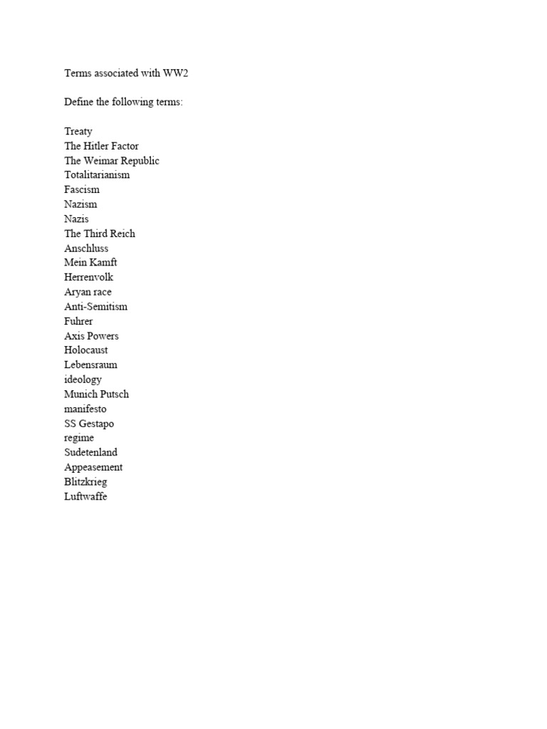 Terms Associated With WW2 | PDF