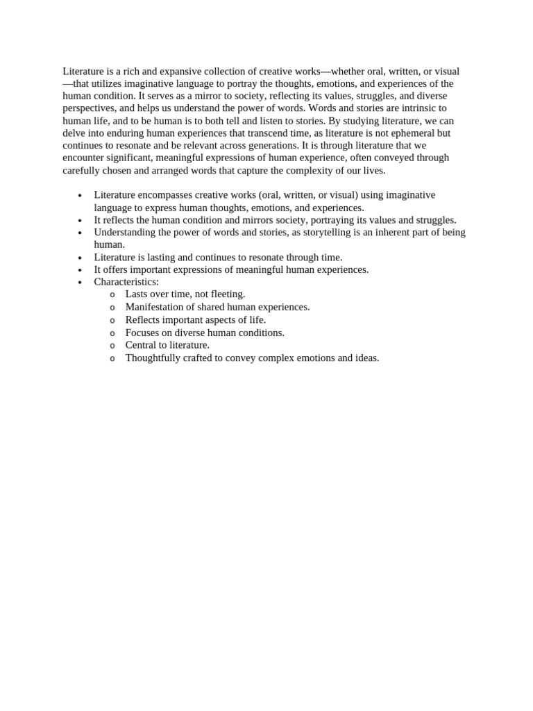 Importance of Lit | PDF