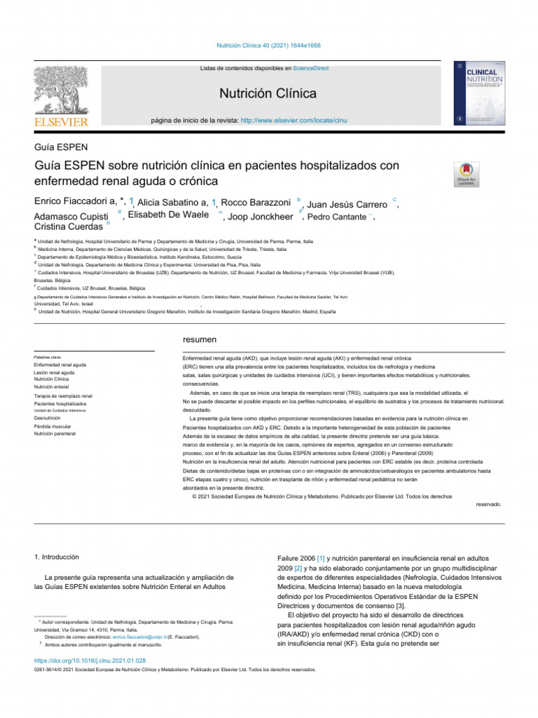 ESPEN Guideline On Clinical Nutrition in Hospitalized Patients With ...