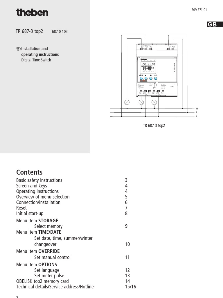 Timer Digital Theben OperatingInstructions - TR-687-3-top2 - en | PDF ...