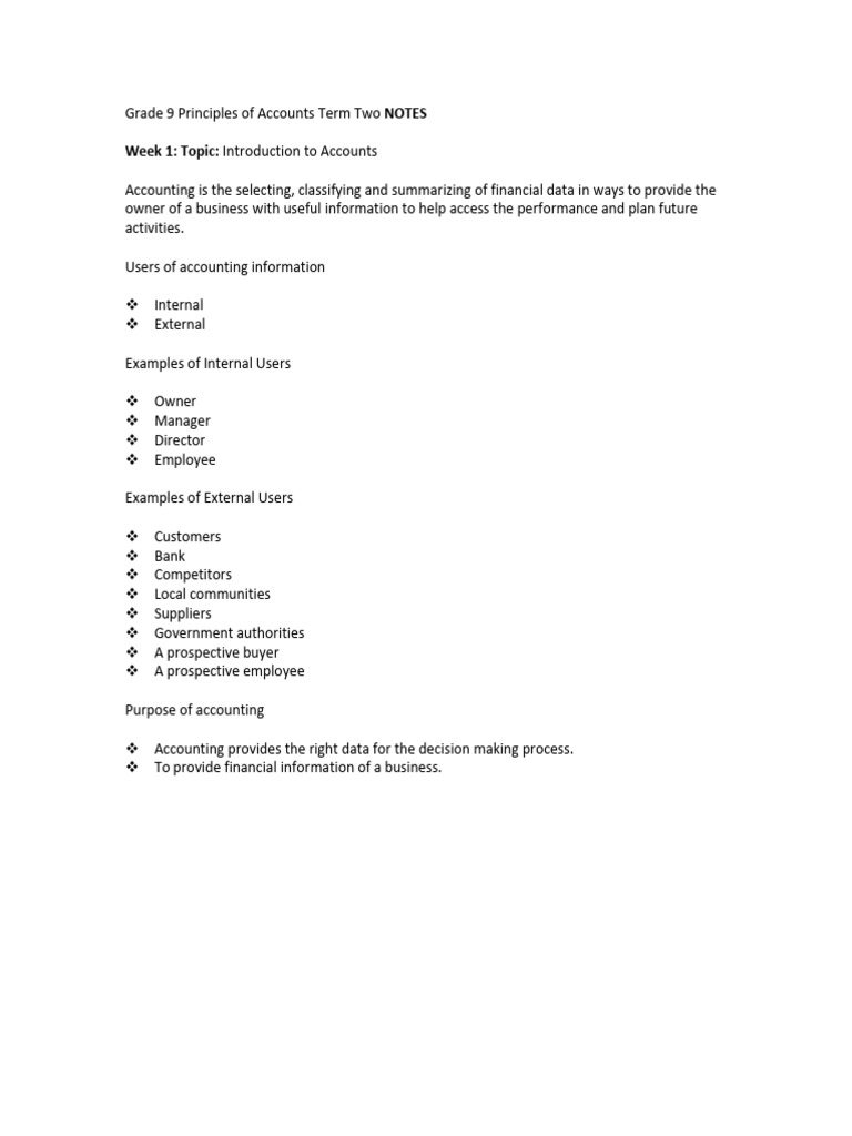 Grade 9 Accounting Principles Notes | PDF | Debits And Credits ...