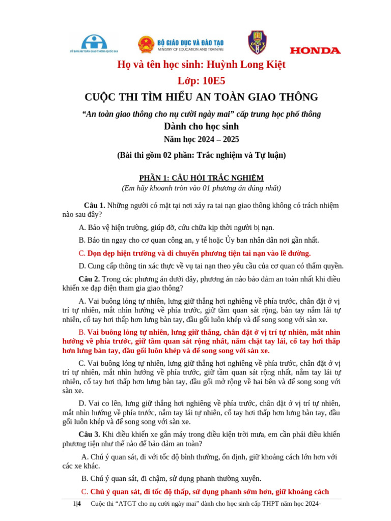 Bai lam cuoc thi an toan giao thong 2425 lop 10f1 pdf