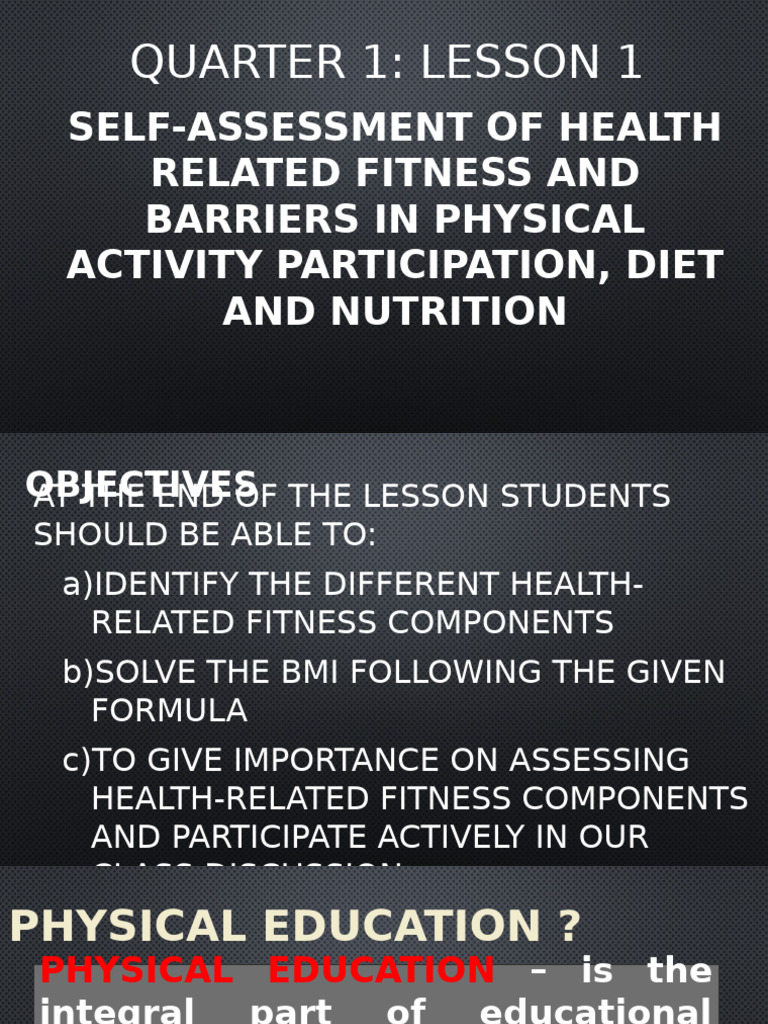 Health Fitness Assessment & Barriers | PDF | Physical Fitness | Body ...