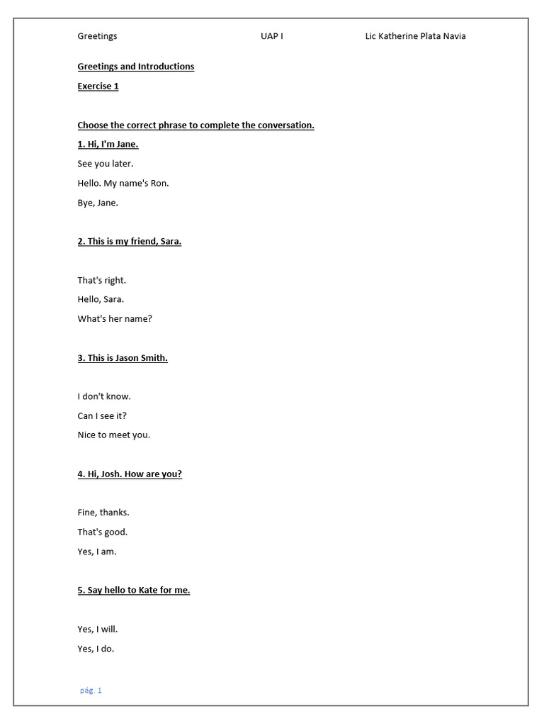 Greetings and Introductions | PDF