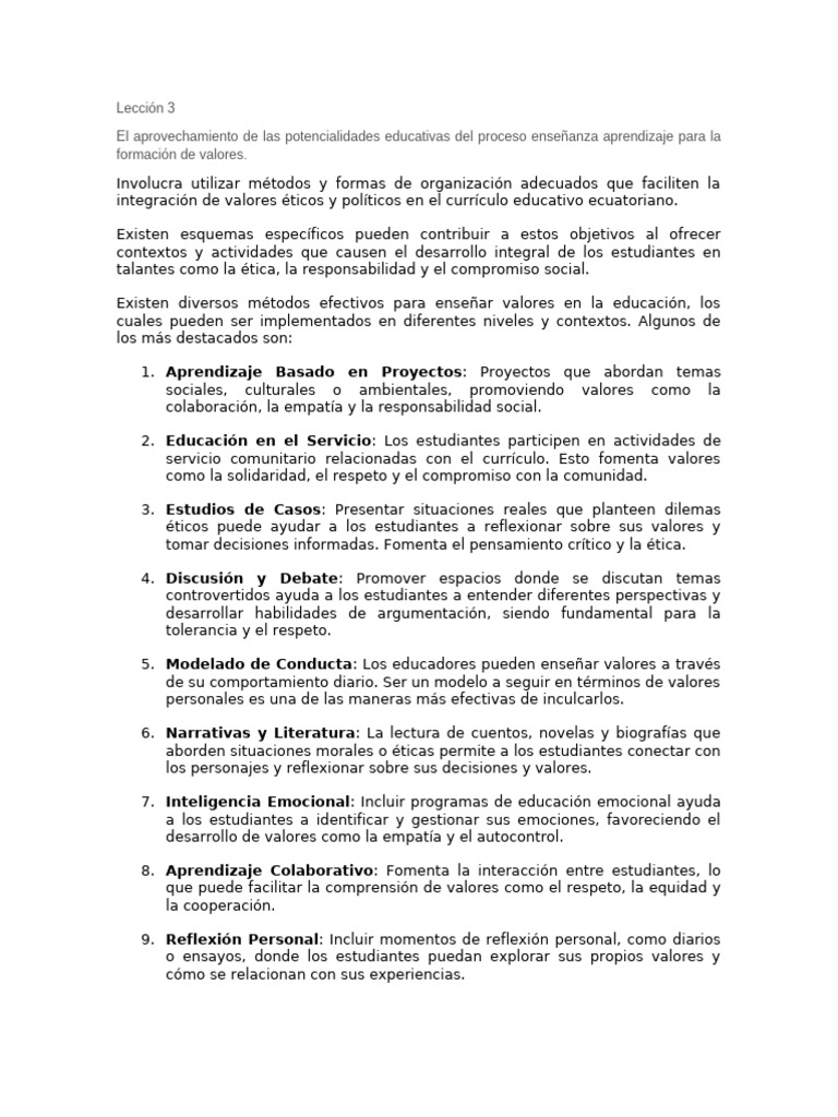 Lección 3 | PDF | Plan de estudios | Aprendizaje