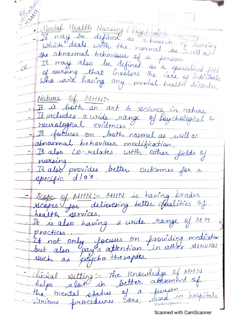 Unit 1 of Mental Health Nursing | PDF