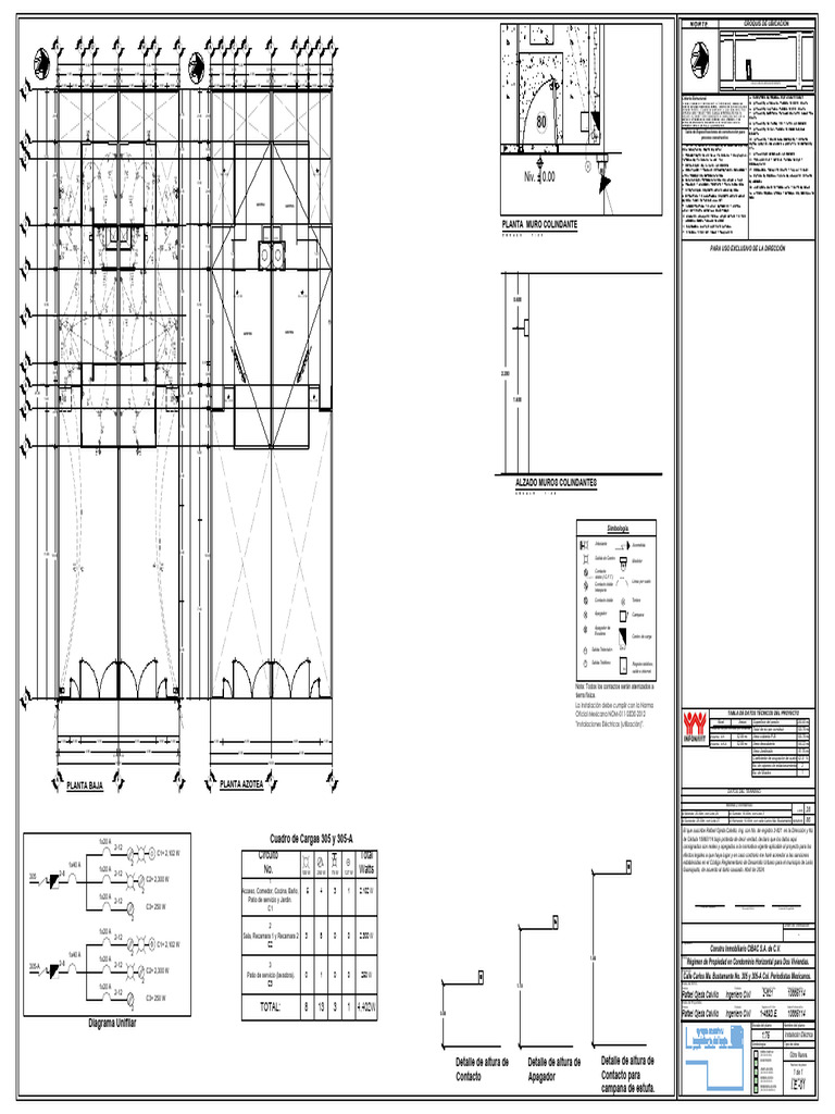 Planta Muro Colindante: Cuadro de Cargas 305 y 305-A | PDF | Diseño ...