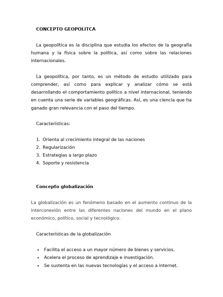 Conceptos Clave de Geopolítica y Globalización | PDF | Economias
