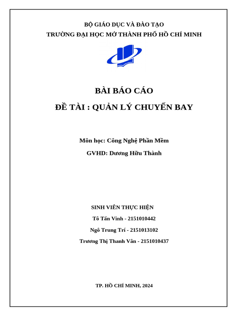 CNPM Nhom18 QuanLyChuyenBay | PDF