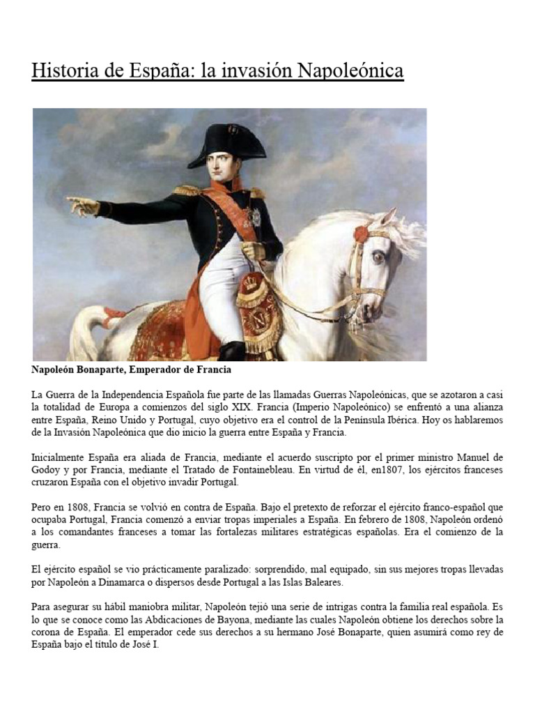 Invasión Napoleónica en España: Resistencia y Guerra | PDF | Guerra ...