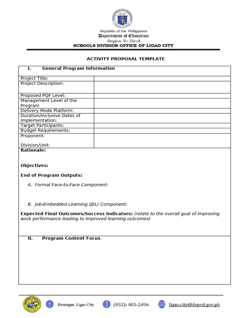 Activity Proposal Template Overview | PDF