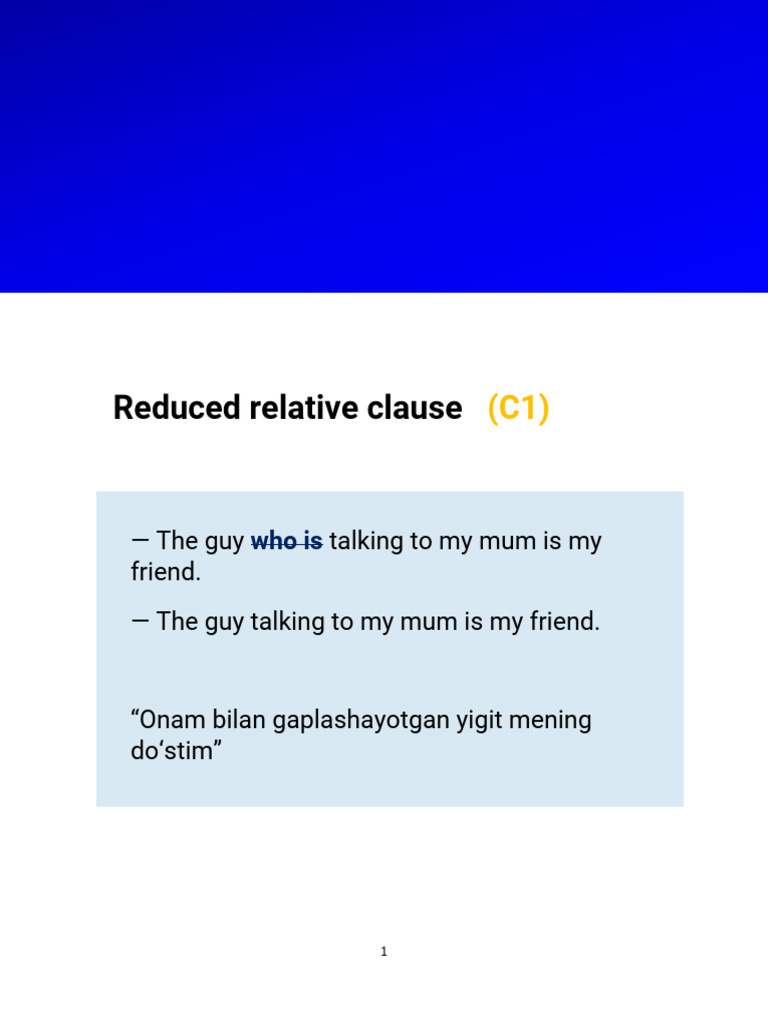 Reduced Relative Clauses and Speaking Skills | PDF
