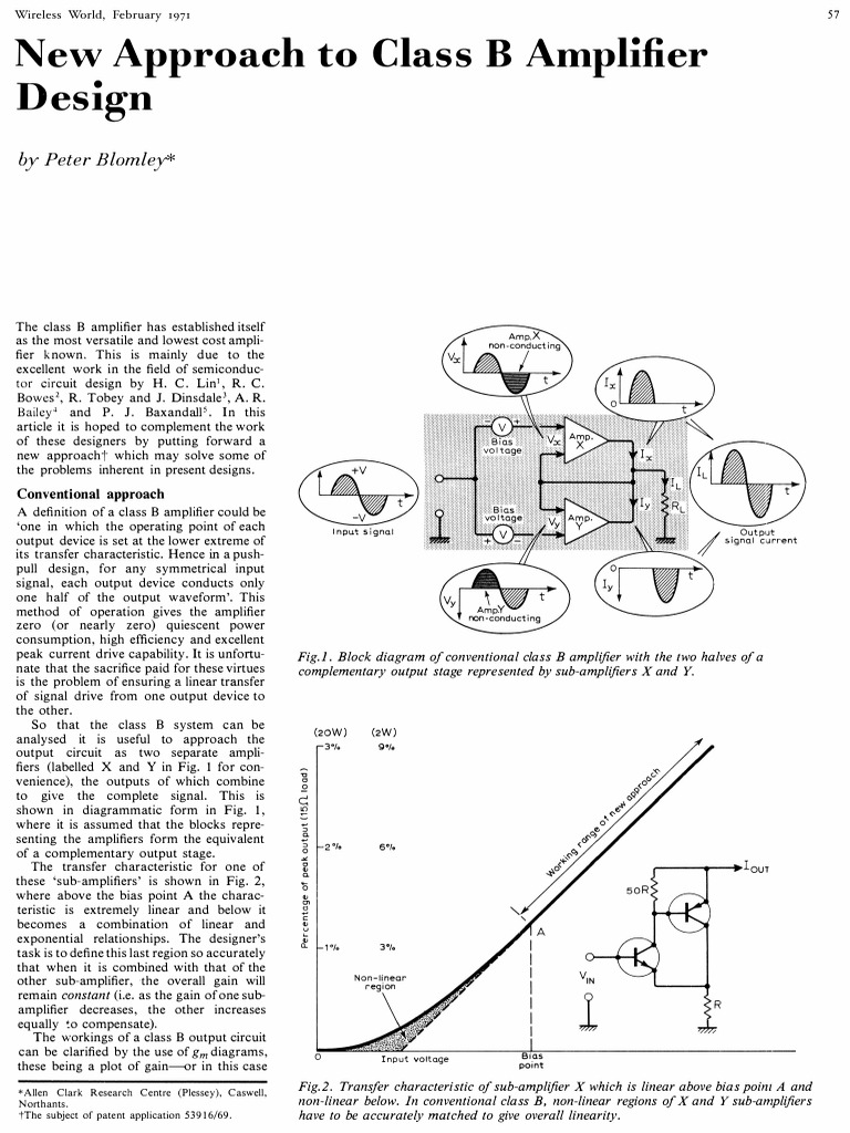 New Approach To Class B Amplifier Design - 1 | PDF | Amplifier ...