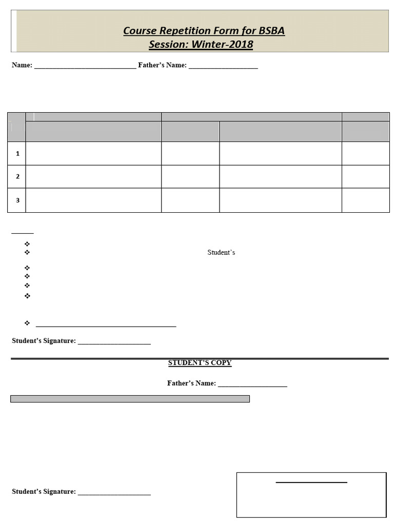 Repeat Forms BSBA&MBAMS (Winter-2018) With Notice | PDF
