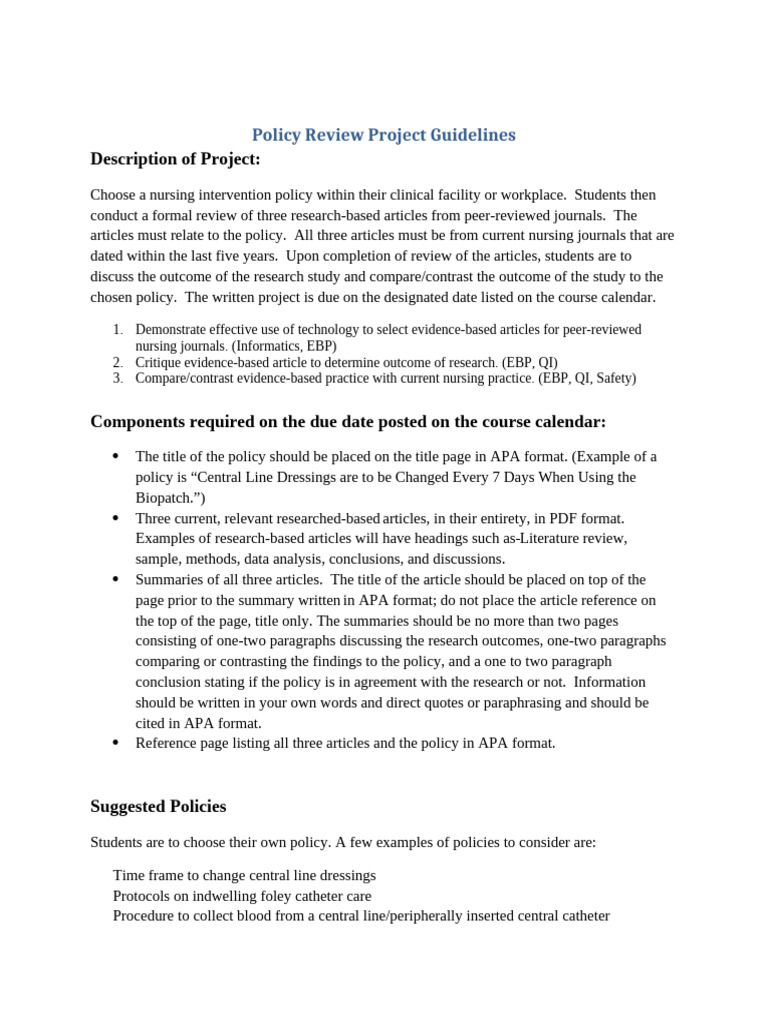 Nursing Policy Review Guidelines | PDF | Nursing | Apa Style