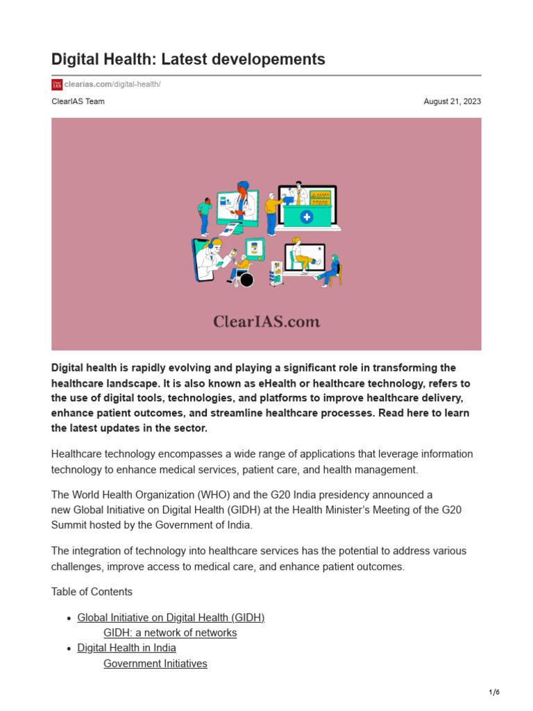 Digital Health Latest Developements | PDF | Electronic Health Record ...