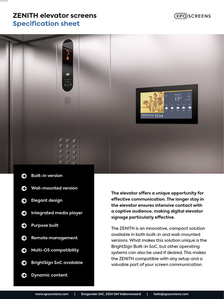 ZENITH Elevator Screen Overview | PDF | Usb | Power Supply