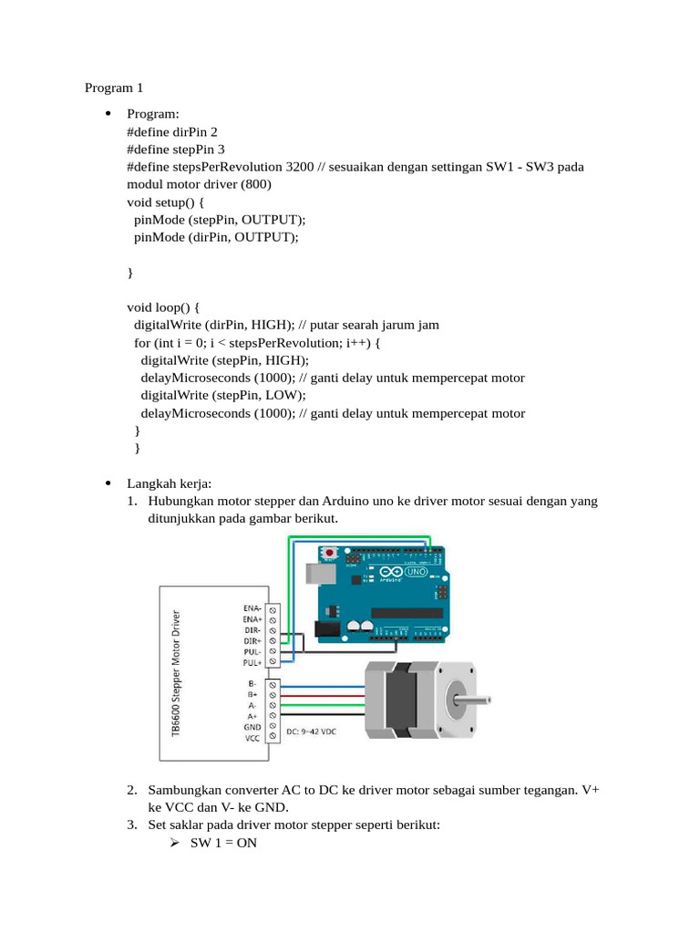 Program & Langkah Kerja Motor Stepper | PDF